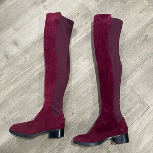 Tory Burch Burgundy Over the Knee Boots